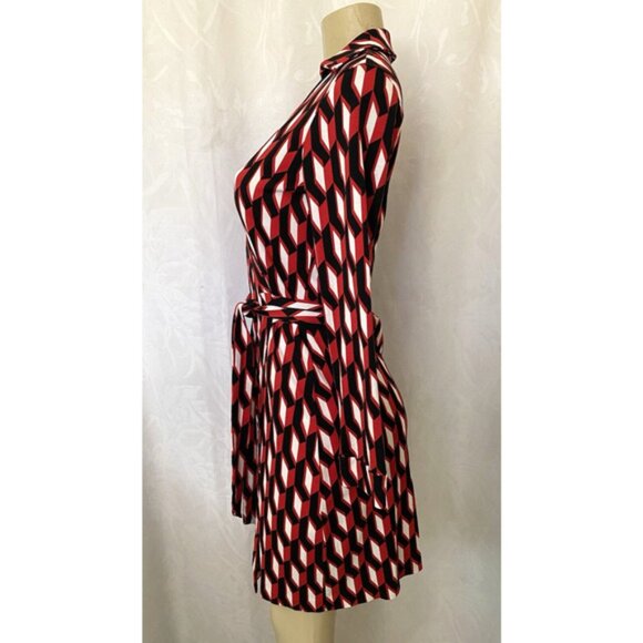 Diane von Furstenberg New Jeanne Two Wrap Dress Red Black White Arrow To… - Picture 4 of 9